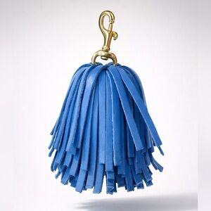 Clare V Leather Tassel Bag Charm, Blue, EUC